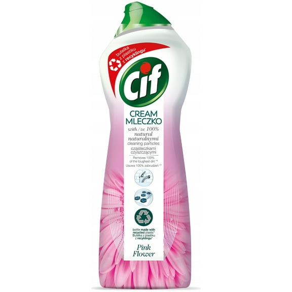 Cif Cream Multi Purpose Cleaner, Pink Flower - 16.9 Fl Oz / 500 mL x 3 Pack