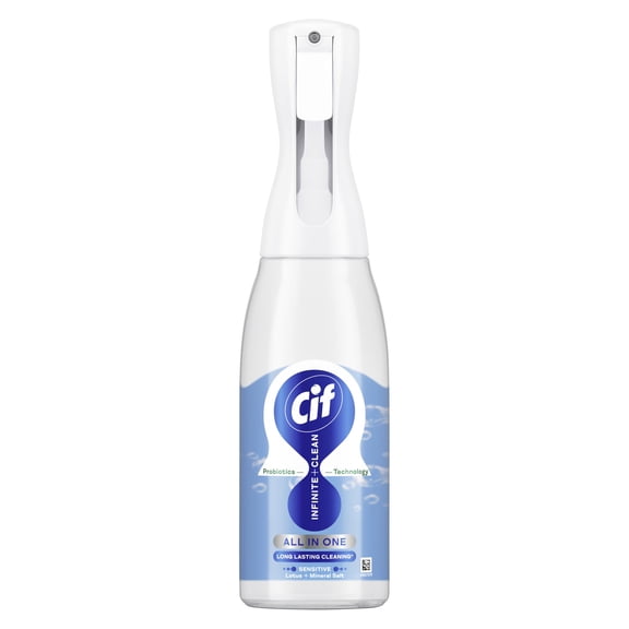 Cif Infinite Clean Sensitive Lotus & Mineral Salt All in One Cleaner Spray with probiotics technology for a long-lasting clean* 590 ml