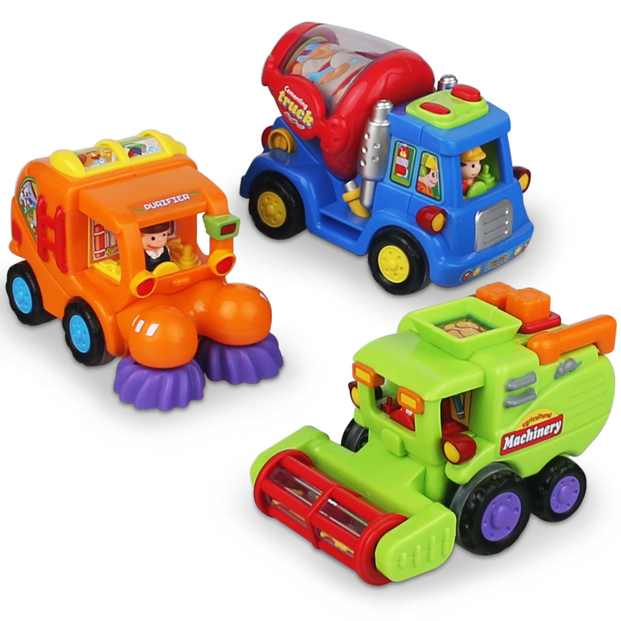 CifToys Friction Powered Push and Go Toddler Construction Toys Truck Vehicle Playset, Toys for 1 2 3 Year Old Boy Toys Gifts (3 Pieces) - image 1 of 10