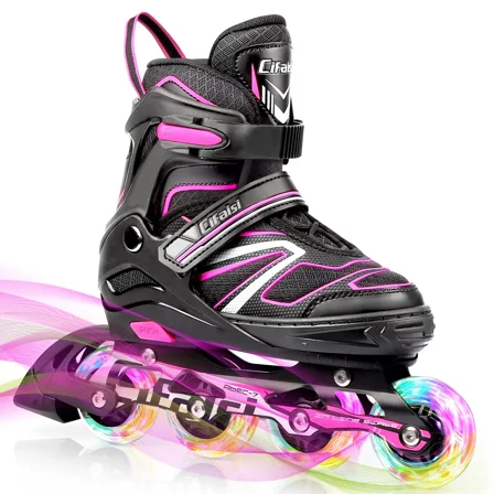 Cifaisi Adjustable Inline Skates with Illuminating Wheels for Kids,Girls and Boys,Size 9.5-12