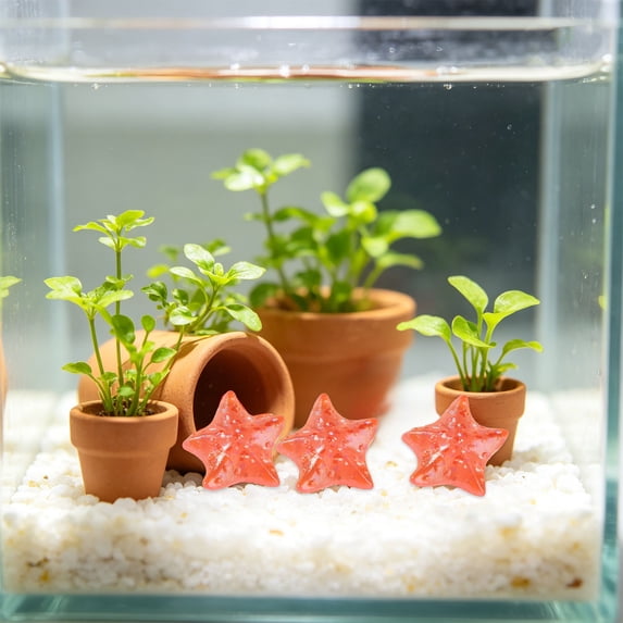 Cififendec 10Pcs Luminous Starfish Mini Ornament, 1", Glow In Dark Resin Aquarium Landscape Decoration for Fish Tank Bottom Layout, Underwater Scene Decor