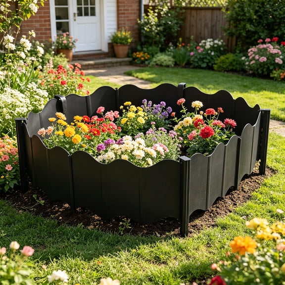 Cififendec 20Pcs Interlocking Plastic Garden Fence, 6.3"×5.5", Landscape Border Barrier, Ground Stake Flower Bed Divider for Yard Lawn & Patio Greenery