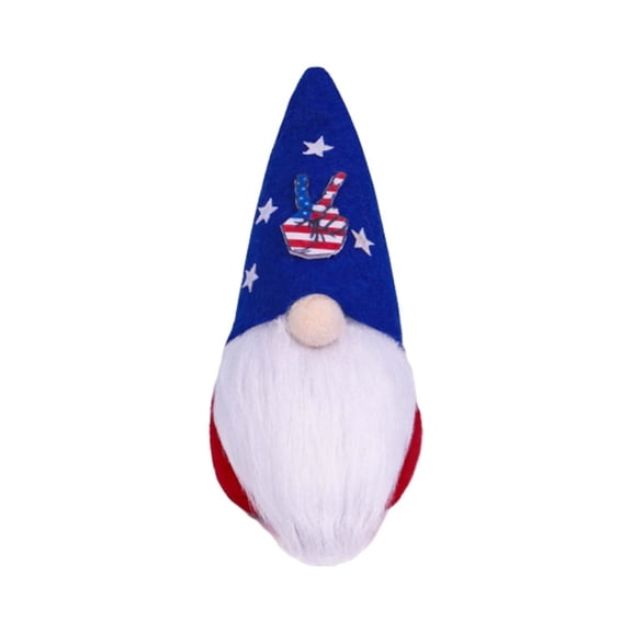 Cififendec 250th Anniversary Gnome, 7.48"×3.14", Handmade Patriotic Star & Peace Sign Plush Ornaments for 4th of July Tabletop & Porch Decor(Blue)