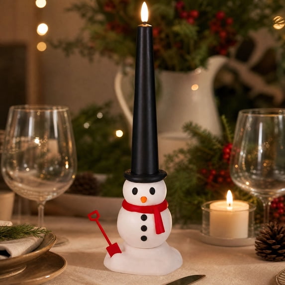 Cififendec 2Pcs Christmas Snowman Flameless Candle Lights, 11.22 Inch Remote Controlled LED Taper Candles For Mantel And Table Display