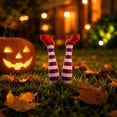 thumbnail image 1 of Cififendec 2Pcs Halloween Witch Leg Plant Stakes, 5.9", Plastic Spooky Striped Witch Boot Flower Pot Picks for Garden Planter Table Decor, 1 of 5