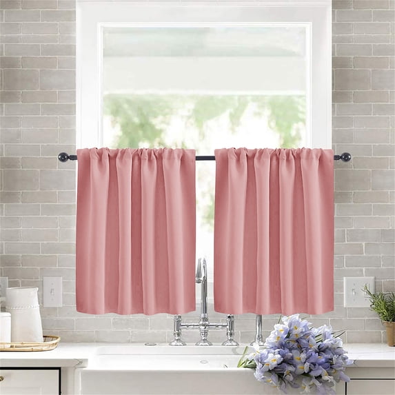 Cififendec 2pcs Solid Color Curtains Blackout Curtains Half Drapes 30"x36" for Small Bedroom Window UV Resistant Drapes for Kitchen Cafe Basement Home Decor