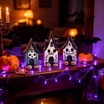 thumbnail image 1 of Cififendec 3Pcs Halloween Haunted 2D Tabletop Signs, 5", Wooden Skull Face Pumpkin Cabin Cutouts for Tiered Tray Styling, Fall Themed Party Layout, 1 of 6