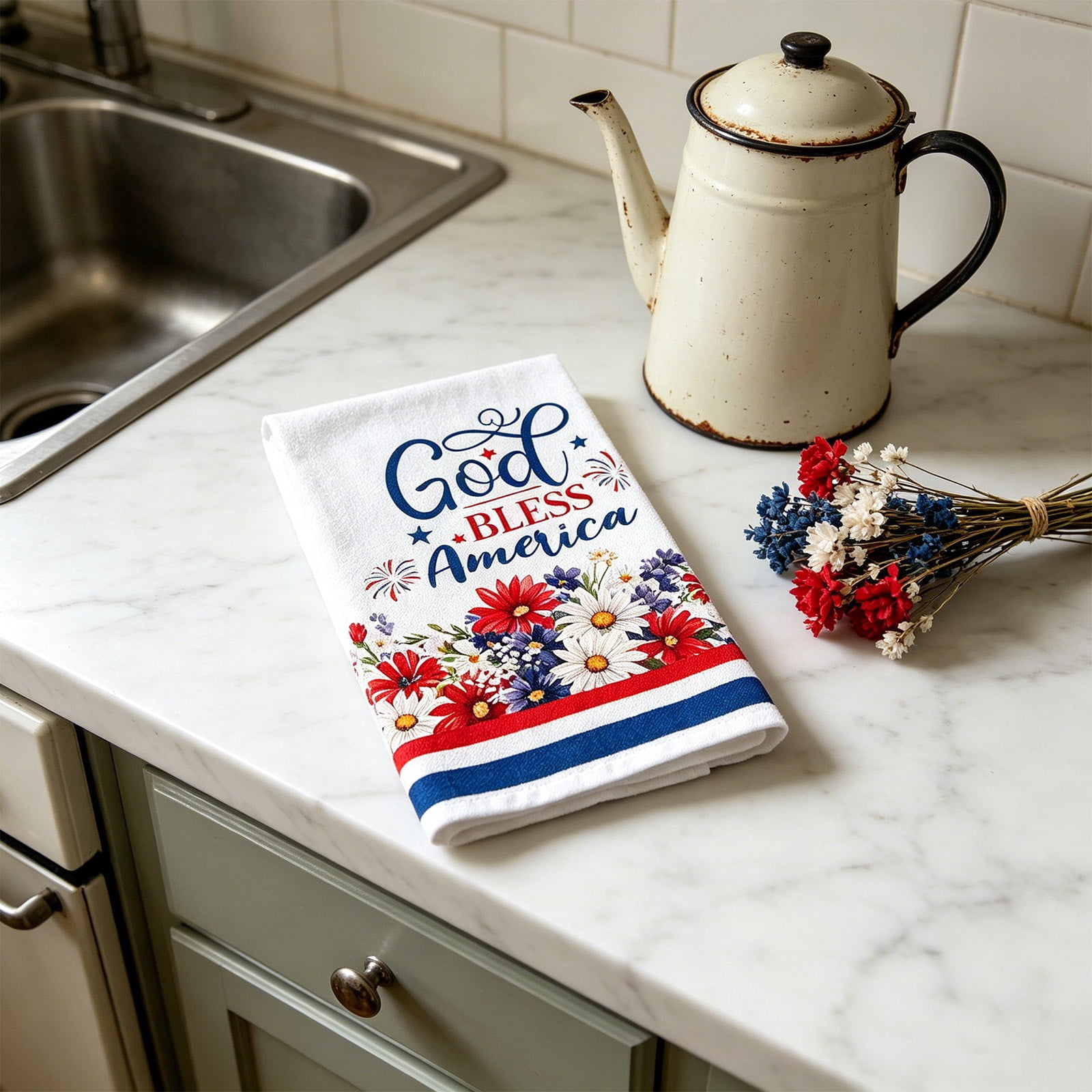 Cififendec 4th of July Kitchen Towels, 23.62"×15.8", Patriotic Red ...