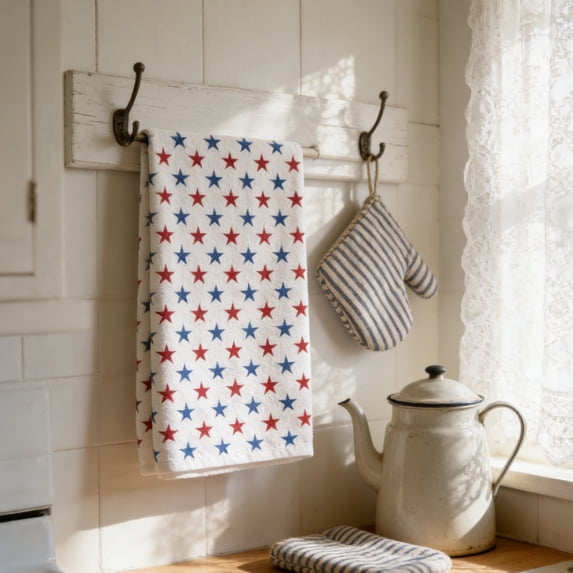 Cififendec 4th of July Kitchen Towels, Patriotic Theme Star-Stripes Dish Towels, Independence Day Hand Towel, Ultra Absorbent and Quick Dry for 250th Anniversary Party