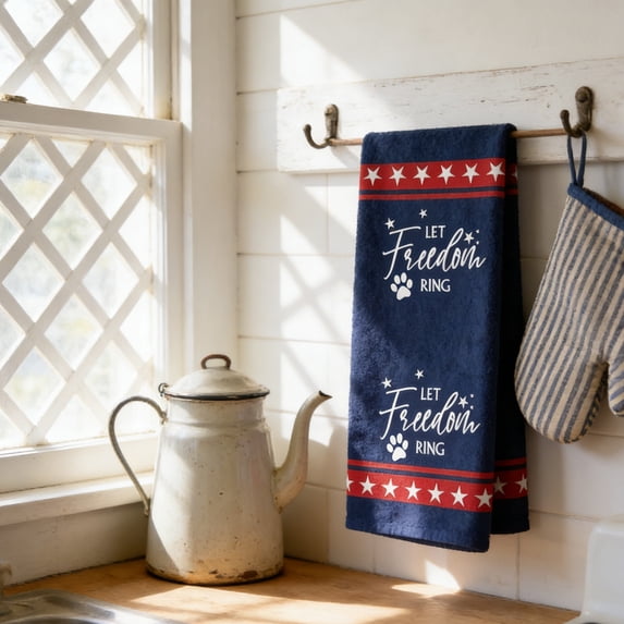Cififendec 4th of July Kitchen Towels, Patriotic Theme Star-Stripes Dish Towels, Independence Day Hand Towel, Ultra Absorbent and Quick Dry for 250th Anniversary Party