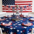 thumbnail image 1 of Cififendec 4th of July Round Tablecloth, Patriotic Red White Blue Stars Table Cloth, Washable Polyester Memorial Day Table Cover for Independence Day(Blue), 1 of 5