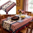 thumbnail image 1 of Cififendec 4th of July Tablecloth, 78.74"×55.12", Red White Blue Stripe & Star Block Print, Rectangular Decorative Cover for Independence Day BBQs and 250th Anniversary Celebrations, 1 of 5