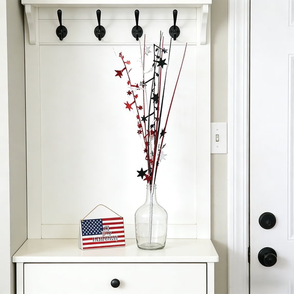 Cififendec Independent Day Table Centerpiece Branches, Metallic Foil Spray Star Decor, Patriotic Memorial Day Theme for Party Arrangements