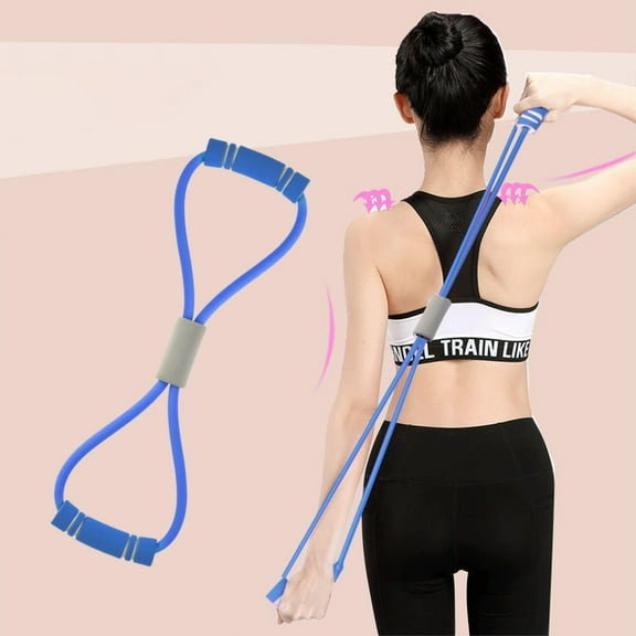 Cififendec 8-Shaped Resistance Rope, 15.75"×4.1", Pull Exerciser for Shoulder and Back Training, Portable Elastic Band for Arm and Upper Body Shaping(Blue)