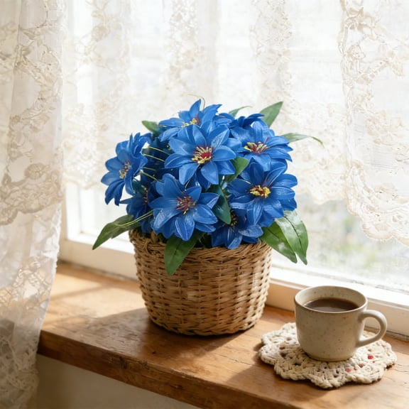 Cififendec Artificial Peony Stems 12 Heads Realistic Silk Fake Flowers for Home Vase Decor Wedding Centerpiece Party Event Table Garden Craft Art Decoration(Dark Blue)