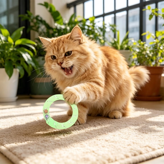 Cififendec Bell Filled Mesh Tube Cat Toy, 2.16", Flexible Ring Shaped Bite Toy for Kitten Chewing Interactive Indoor Playtime