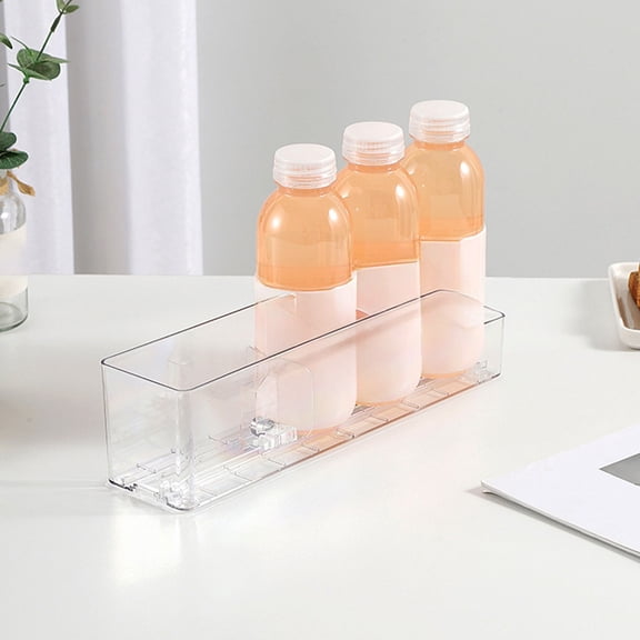 Cififendec Beverage Storage Organizer Tray, 12.6"3.34", Transparent Plastic Drink Bottle Holder for Refrigerator Inner Arrangement & Kitchen Counter Condiment Storage