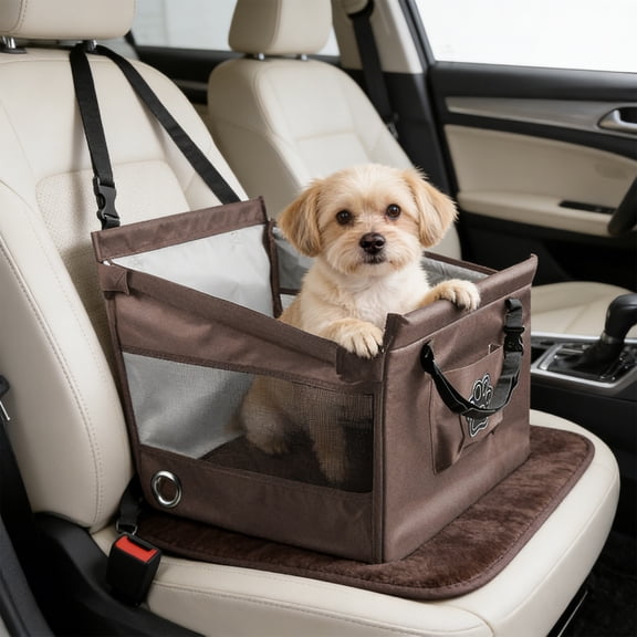 Cififendec Breathable Mesh Safety Pet Car Seat, 18.9"×18.11", Stable Foldable Travel Carrier Bag for Small Dog Cat Secure Pet Steady