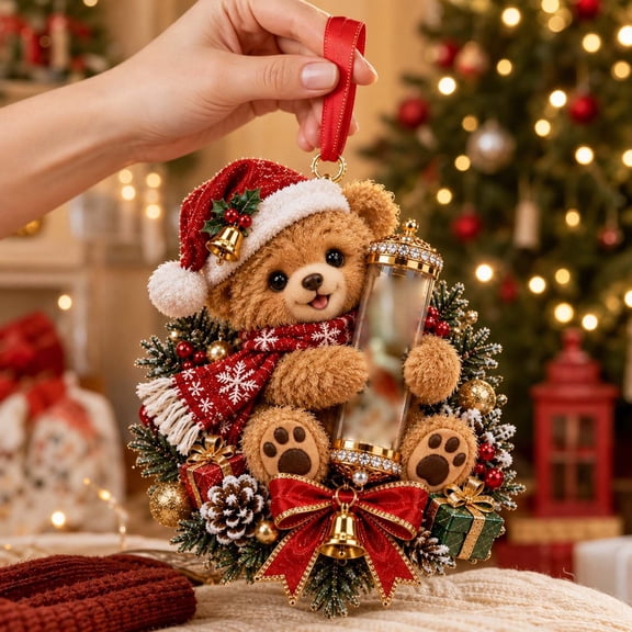 Cififendec Christmas 2D Acrylic Money Holder Hanging Ornament, 5.91", Cute Animal Pattern Cash Holder Pendant for Xmas Tree Hanging Display