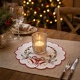 thumbnail image 1 of Cififendec Christmas Embroidered Placemat, 11.81", Christmas Scalloped Edge Table Mat for Candle Centerpiece Arranging and Tabletop Decoration, 1 of 6