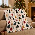 thumbnail image 1 of Cififendec Christmas Multi Color Tree Print Fleece Throw Blanket, 51.18"×39.37", Soft Plush Blanket with Xmas Tree Patterns for Bed Sofa Holiday Lounging, 1 of 7