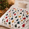 thumbnail image 1 of Cififendec Christmas Multi Color Tree Print Fleece Throw Blanket, 59.05"×51.18", Soft Plush Blanket with Xmas Tree Patterns for Bed Sofa Holiday Lounging, 1 of 7