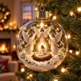thumbnail image 1 of Cififendec Christmas Nativity Ball Ornament, Built in Warm Light Vivid 3D Nativity Scene Transparent Round Bauble for Xmas Tree Holiday Styling, 3.15", 1 of 8