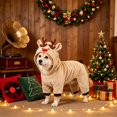 thumbnail image 1 of Cififendec Christmas Reindeer Pet Costume Onesie, 16.5", Soft Warm Hooded Animal Outfit for Xmas Cat Dog Holiday Dressing Up Styling, 1 of 7