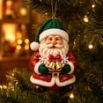 thumbnail image 1 of Cififendec Christmas Santa Claus Ornament, 3.14 Inch Cute 2D Acrylic Flat Hanging Pendant For festive door wreath and Christmas garland trim, 1 of 6