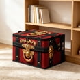thumbnail image 1 of Cififendec Christmas Vintage Treasure Chest Storage Bin, 13.78"×9.84", Fabric Organizer with Pirate Trunk Print for Clothing Storing and Toy Space Arranging, 1 of 6