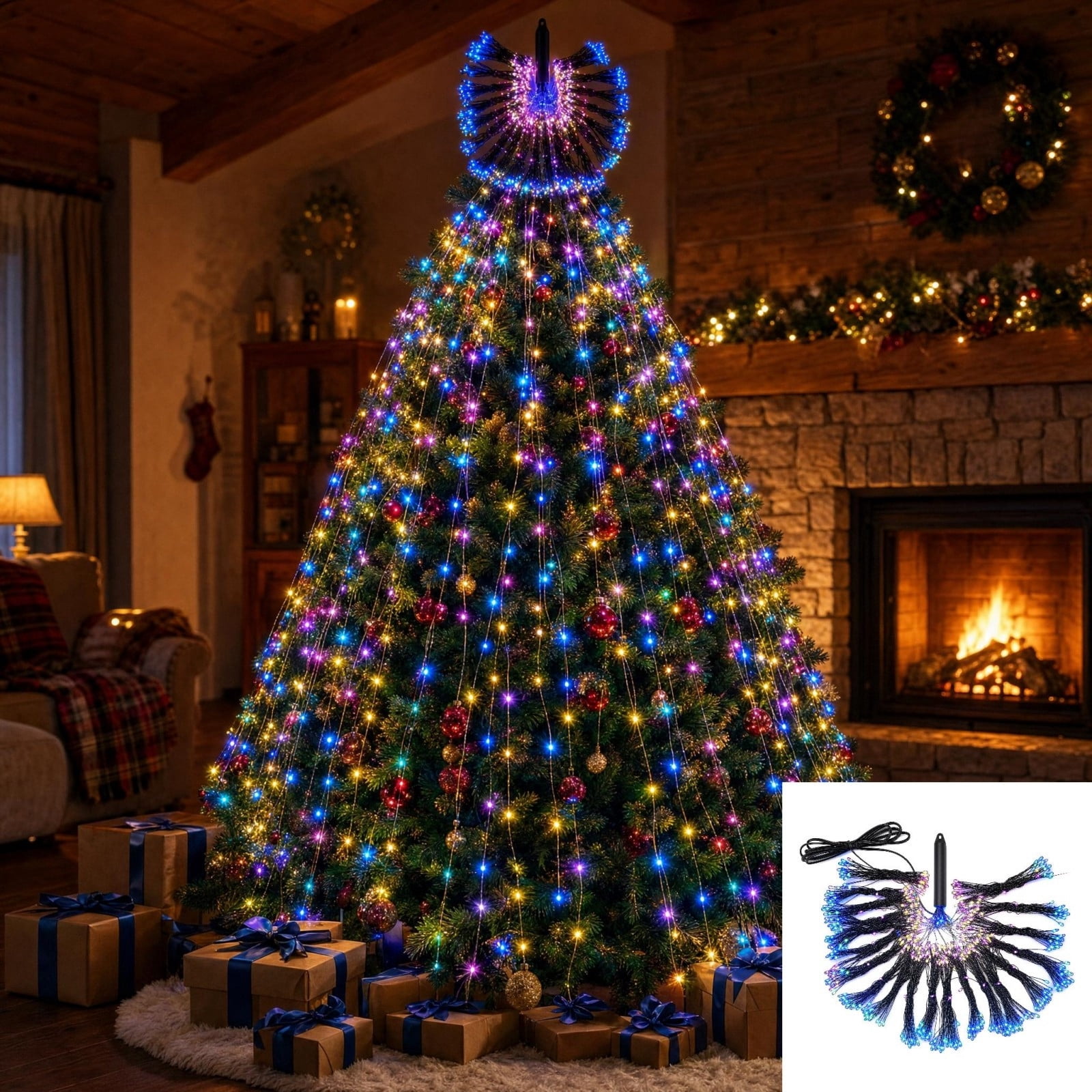 Warm Led String Lights Cififendec Christmas Waterfall String Lights, Warm Cascading ...