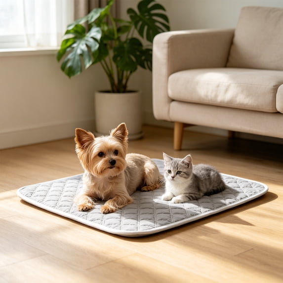 Cififendec Cool Sensation Summer Pet Cooling Mat, 27.55"×19.68", Breathable Ice Feel Sleeping Pad Non Slip Washable Cushion for Dog Cat Indoor Rest