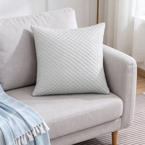Cififendec Cooling Ice Silk Throw Pillow Cover, 18", Solid Color Cushion Shell with Hidden Zipper, Skin Friendly Breathable Pillowcase for Sofa Bedroom Summer Use