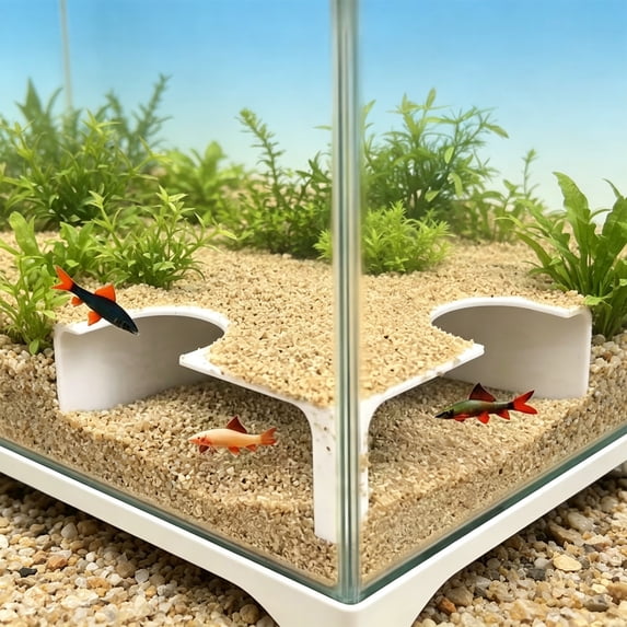 Cififendec Dual Opening Aquarium Cave Tunnel, 4.72", Invisible Sand Cover Fish Hideout Shelter for Bottom Dweller Fish Tank Landscape Layout