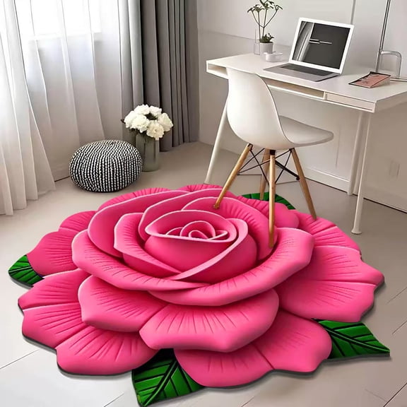 Cififendec Floral Diatomaceous Earth Floor Mat, Natural Rose Bathroom Rugs, Quick Drying, Non-Slip & Water-Absorbent Diatomite Bath Mat for Tub(Pink 20"×20")