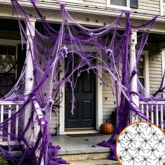 Cififendec Halloween Cotton Spider Web, 78.74"×39.37", Stretchable Cobweb Decor for Bar Ceiling Drape, Entryway Haunt Scene, Event Backdrop Styling