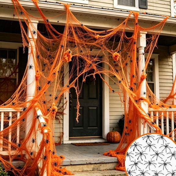 Cififendec Halloween Cotton Spider Web, 78.74"×39.37", Stretchable Cobweb Decor for Bar Ceiling Drape, Entryway Haunt Scene, Event Backdrop Styling