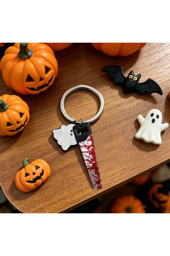 Halloween Horror Ghost Keychain, 1.57", Spooky Key Ring for Backpack Belt Purse Gothic Season Bag Accessory