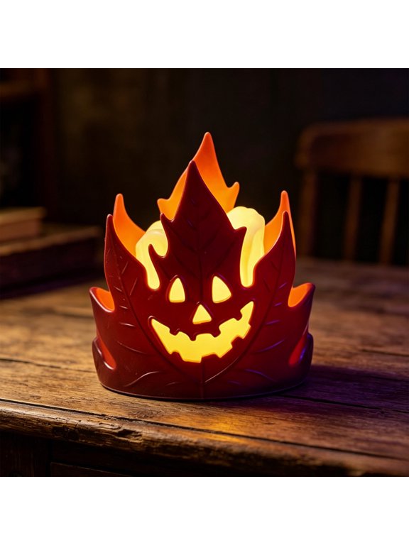 Halloween LED Candle Light, 2.76"×2.56", Skull Face Flameless Lamp for Table Window Mantel Spooky Season Party Indoor Accent