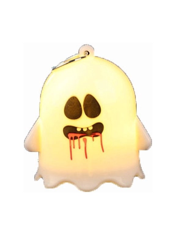 Halloween Mini Ghost LED Light Pendant, 2.56"×2.36", Glowing Ghost Ornament for Keychain Bag Window Party Spooky Season Tiny Decor Accent