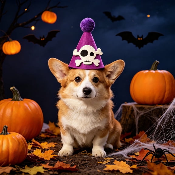 Cififendec Halloween Pet Witch Hat, 4.33"×3.54", Adjustable Festive Decor Headwear for Cat Dog Party Dress Up Photo Booth Yard Spooky Season Pet Trim