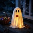thumbnail image 1 of Cififendec Halloween Plush Cover LED Ghost Prop, 9.05", Pom Pom Nose Freestanding Ghost Ornament for Front Porch Ornament Matching Scheme, 1 of 8