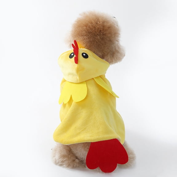 Cififendec Halloween Soft Plush Chicken Puppy Costume, Cute Animal Pet Outfit for Dog Party Photo Booth Holiday Dress Up Clothes,Yellow-M