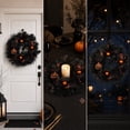 thumbnail image 1 of Cififendec Halloween Spider Pumpkin Wreath, 17.72", Eucalyptus Ball Ornament Hanging Ring for Front Door Dining Table Window All Saints Spooky Home Decor, 1 of 5