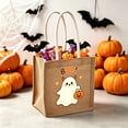 thumbnail image 1 of Cififendec Halloween Spooky Jute Tote Bag, 7.8"×5.1", Reusable Gift Storage Handbag for Party Foyer Counter Entryway Shelf Fall Interior Embellishment, 1 of 5