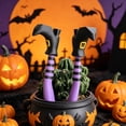 thumbnail image 1 of Cififendec Halloween Witch Leg Plant Stakes, 4.33", Plastic Spooky Striped Witch Boot Flower Pot Picks for Garden Planter Table Decor, 1 of 5