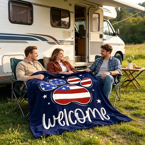 Cififendec Independence Day Throw Blanket, 39.37"×27.56", Patriotic Star-Striped American Flag Print Cozy Fleece for Couch, Bed and Patriotic Home Decor