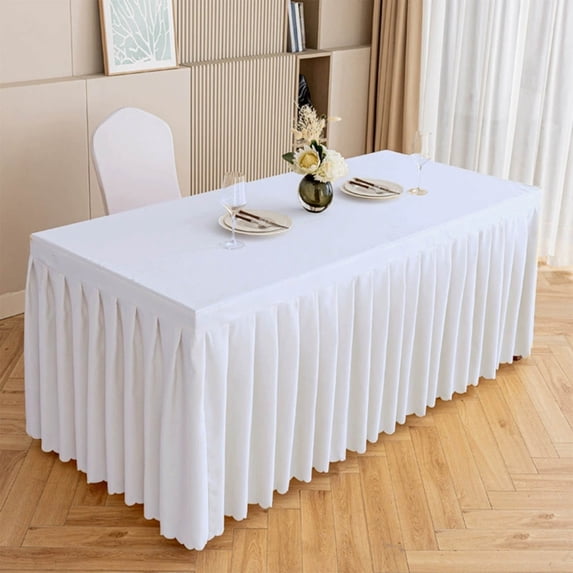 Cififendec Large Plastic Rectangle Table Cover, Elastic Fitted Stretch Tablecloth , Waterproof Washable Table Cover Skirt for Outdoor, Wedding, Banquet and Parties