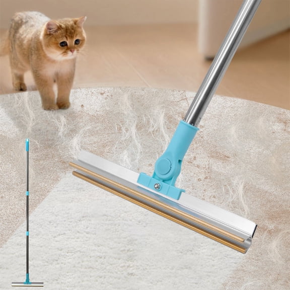 Cififendec Long Handle Pet Hair Remover, 54", Multi Functional Carpet Fur Scraper for Dog Cat Rug Sofa Floor Floating Hair Deep Cleaning Tool