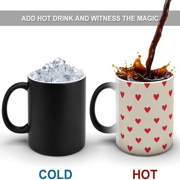 Cififendec Magic Color Changing Heart Mug, Heat Sensitive Coffee Cup Temperature Activated Mug for Hot Cocoa Tea Drinks
